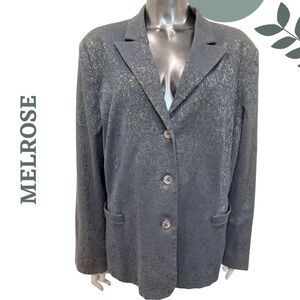 MELROSE Statement Blazer – Size 20W – Soft Metallic Jacquard Button Front